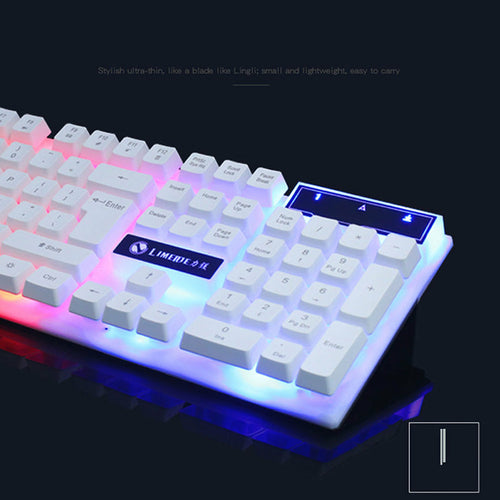 SMPO USB Wired Gaming Keyboard Mouse Glowing Set with Rainbow LED Backlit for PC Gamers