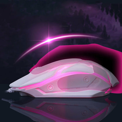 SMPO USB Wired Gaming Keyboard Mouse Glowing Set with Rainbow LED Backlit for PC Gamers