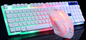 SMPO USB Wired Gaming Keyboard Mouse Glowing Set with Rainbow LED Backlit for PC Gamers