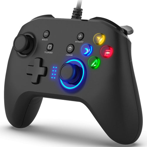 SMPO USB Wired Gaming Controller Gamepad with Immersive Dual-Vibration & High-Precision Joysticks
