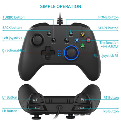 SMPO USB Wired Gaming Controller Gamepad with Immersive Dual-Vibration & High-Precision Joysticks