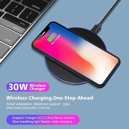 SMPO 30W Fast Wireless Charging Pad with Smart Temperature Control